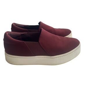 Vince Warren Micro Stretch Slip On Chunky Sneakers Size 7M Burgundy